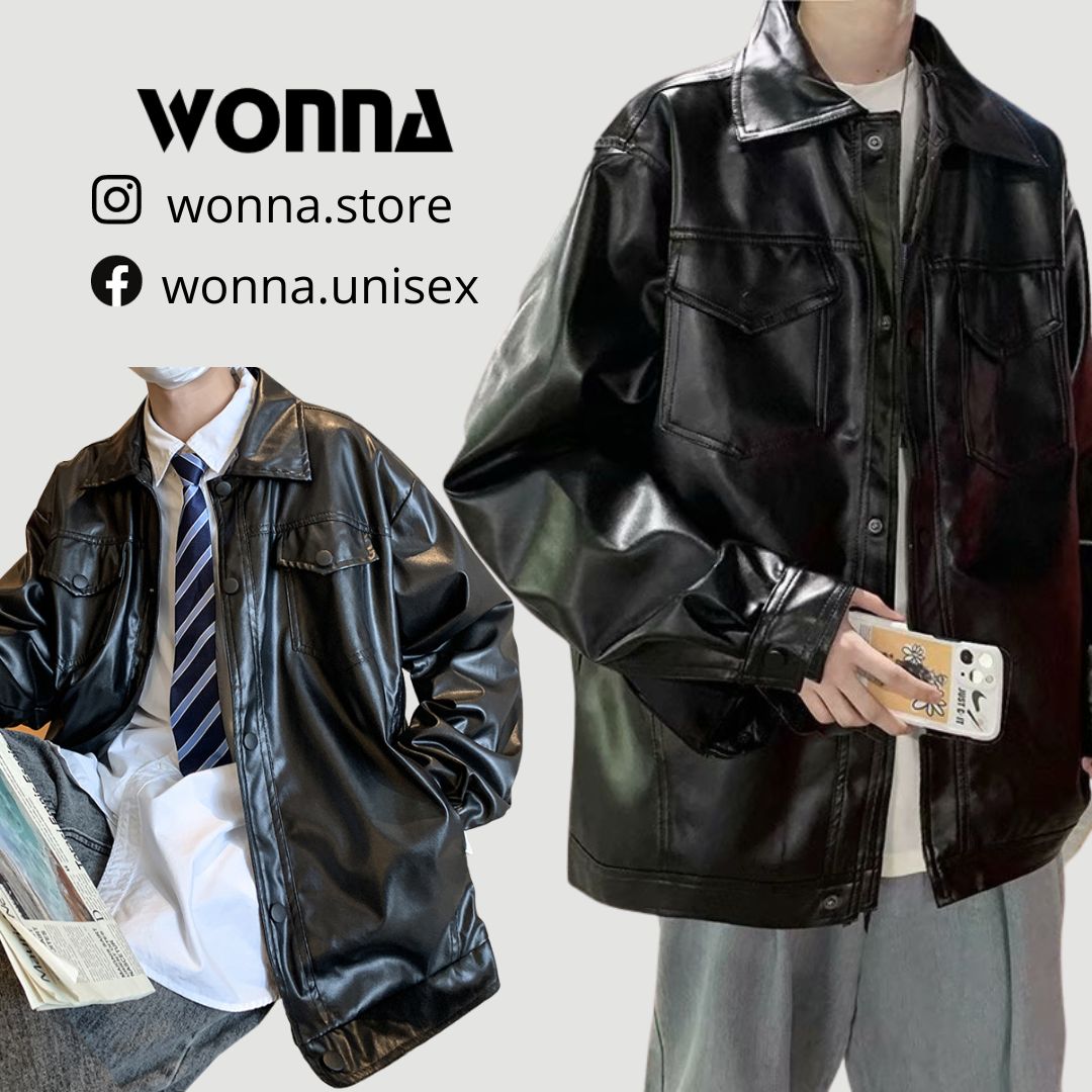 Áo Khoác Da PU Nam Unisex Jacket Basic Thời Trang Dành Cho Nam Nữ M22 - Hình ảnh 6