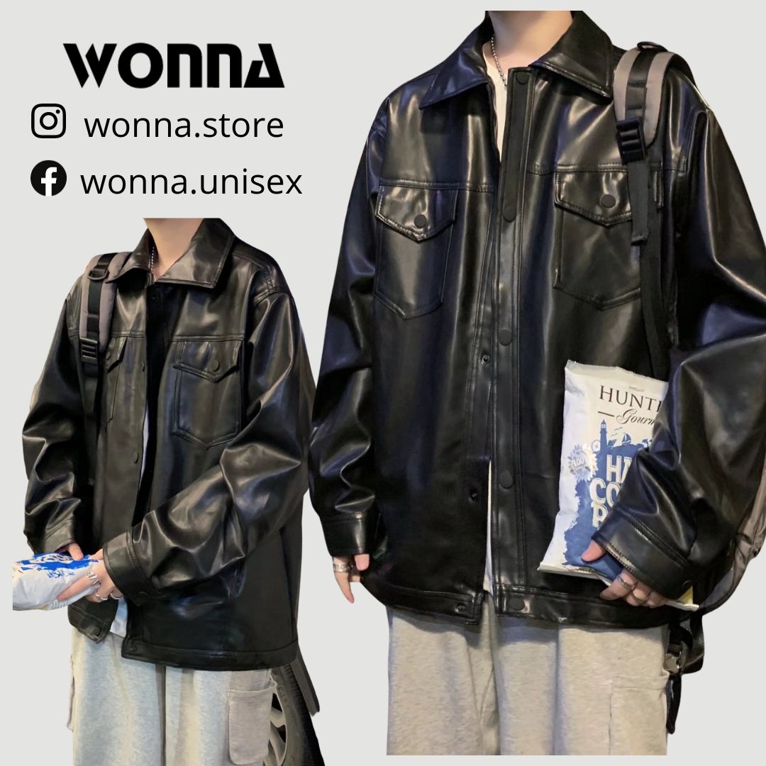 Áo Khoác Da PU Nam Unisex Jacket Basic Thời Trang Dành Cho Nam Nữ M22 - Hình ảnh 4