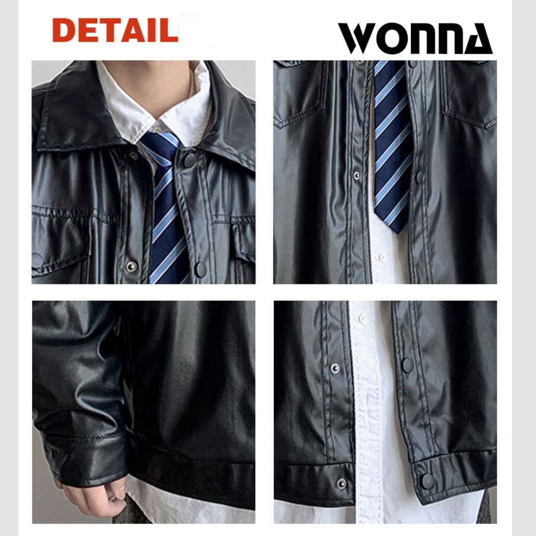 Áo Khoác Da PU Nam Unisex Jacket Basic Thời Trang Dành Cho Nam Nữ M22 - Hình ảnh 2