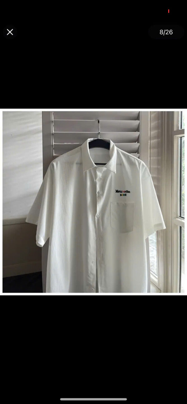 Áo Sơ Mi Tay Lỡ Unisex Phối Chữ 7 Màu Trắng Đen Cổ Thuyền Basic, Chất Lượng Tốt – Áo Sơ Mi Trơn Nam Nữ - Hình ảnh 5