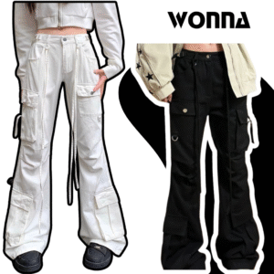 Quần Ống Loe Túi Hộp Box Pant Vải Kaki Dày Dặn Y2K M12